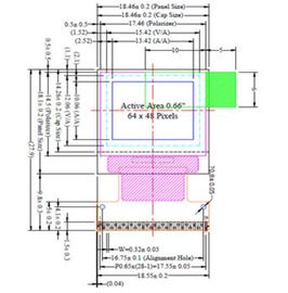 64 X 48 Piksel Çözünürlük OLED Ekran Modülü Kabul Edilebilir Çeşitli Boyut / Renk