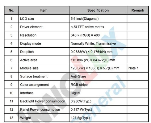 Innolux 5.6 inç TFT LCD Modülü 640*RGB*480 dijital ekran ekranı AT056TN52