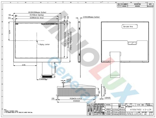 Innolux 5.6 inç TFT LCD Modülü 640*RGB*480 dijital ekran ekranı AT056TN52
