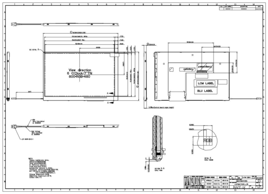 7 inç TFT INNOLUX LCD Ekranı 800*RGB*480 WVGA 40 PIN TTL Arayüzü