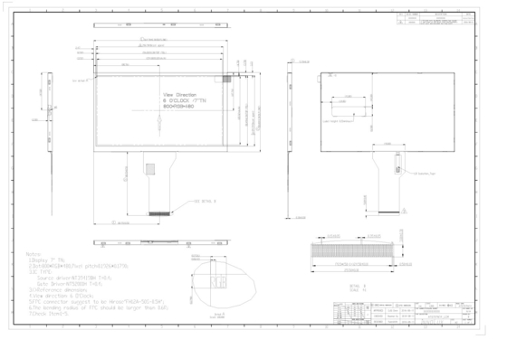 7 inç INNOLUX TFT LCD Modülü 800*RGB*480 Ekran Dijital Arayüz