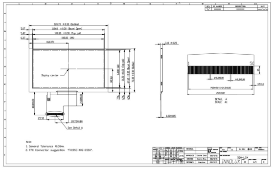 EJ050NA-01G Innolux 5 Inch TFT LCD Modülü Ekranı 800*RGB*480 Seçenek RTP
