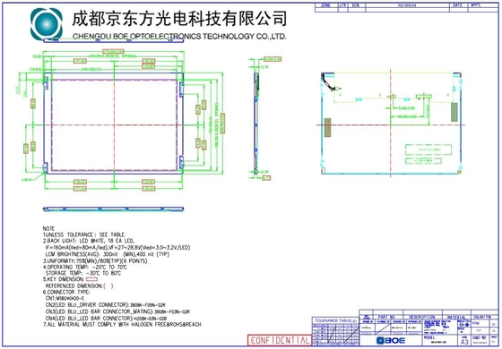 12.1 inç TFT LCD Panel Boe 800*600 RGB 800: 1 BA121S01-100 Aşırı Hava Tasarımı