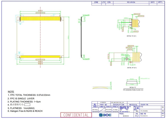 12.1 inç TFT LCD Panel Boe 800*600 RGB 800: 1 BA121S01-100 Aşırı Hava Tasarımı
