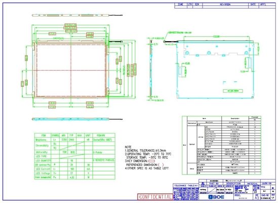 12.1 inç TFT LCD Panel Boe 800*600 RGB 800: 1 BA121S01-100 Aşırı Hava Tasarımı
