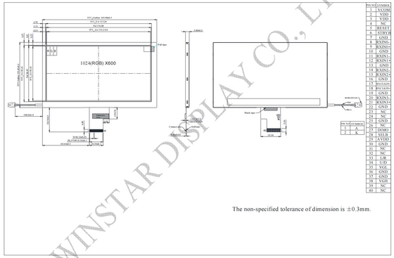 7.0' 'TFT LCD Modülü 1024*RGB*600 16:9 LVDS arayüzü otomobil ekranı Winstar değiştir