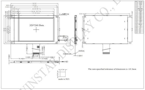 5.7'' 320*240 TFT LCD Modülü 12h Pozitif İletişim ST7511U IC 3.3V