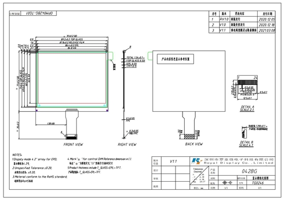 4.2'' Am EPD LCD Modülü 400*300 TFT Array I2c ESL için arayüz