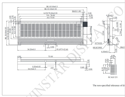 16*2 Karakterli COG LCD Modülü 3.3V Tek renkli I2C ST7032I özelleştirilebilir