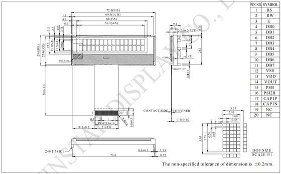 16*2 Karakterli COG LCD Modülü 6800/SPI/I2C Arayüzü 5*8 Nokta 5V Monokrom Özelleştirilebilir
