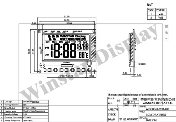 FSC LCD Modülü Özelleştirilebilir 12H Negatif Siyah İletilebilir Alan Sıralı Renk Winstar