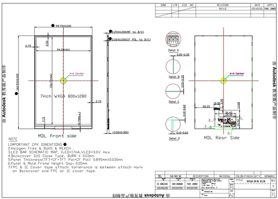 7' 'TFT LCD Modülü 800*1280 RGB BOE MIPI İnce Yüksek Kontrastlı Orijinal Küçük MOQ