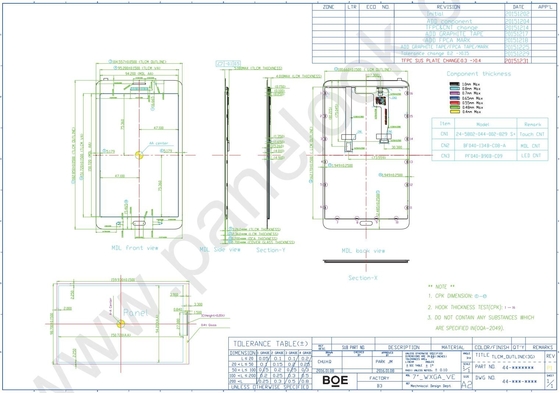 7' 'TFT LCD Modülü 1280*800 RGB BOE TV070WXM-TS0 MIPI 39 pin FPC geniş sıcaklık
