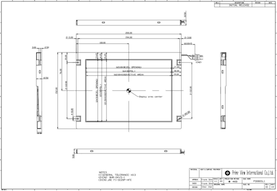 8''TFT LCD PD080SL1 PVI 800 * 600 RGB CCFL Ekranı Endüstriyel Dokunmatik Geniş Sıcaklık