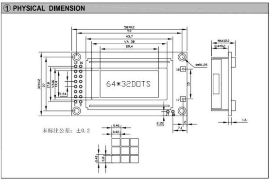 64*32 Arkaplan ışığı ile ST7920 Grafik LCD Modülü Özel endüstriyel ekran Geniş sıcaklık
