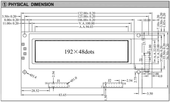 192*48 Arkaplan Işığı ile Grafik LCD Modülü AT0107 6H 12H Geniş Sıcaklıklı Endüstriyel Ekran