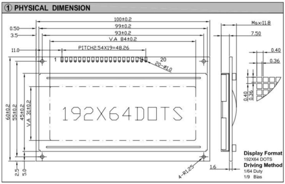 192*64 grafik LCD Modülü STN arka ışık endüstriyel oyun ile geniş görüntü AT0107