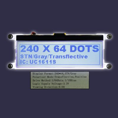 Özel Boyut 240X64 STN Paralel FFC UC1611s Denetleyici Grafik LCD Modülü Seri Dişli Tek Renkli