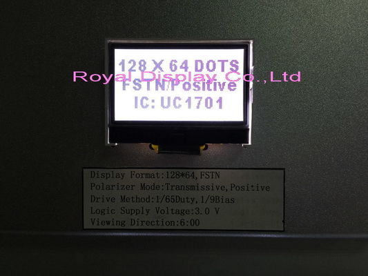 Tıbbi Ekipman için 128x64 FSTN Pozitif COG 3V Mono LCD Ekran Stn Gri