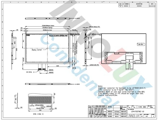 10.2 inç INNOLUX LCD Modülü AT102TN03 V.8 800*3RGB*480 Ekran