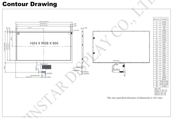 10.1''' 1024*RGB*600 TFT LCD Modülü 16:9 geniş görüntü MIPI arayüzü Winstar değiştirme