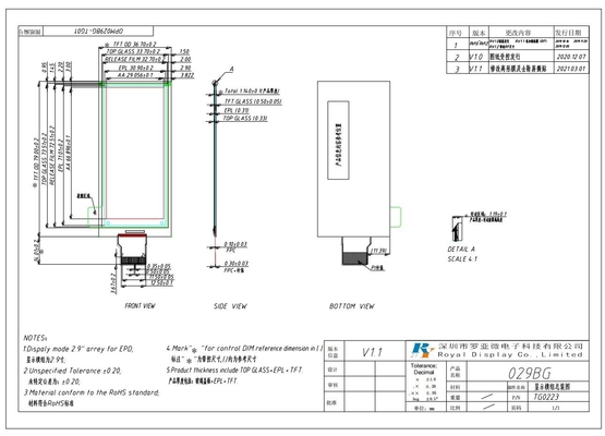 2.9''' EPD Ekran E-Kağıt Modülü 128*296 Ultra Geniş Görünüm Bi-Durumlu SPI Arabir özelleştirilebilir