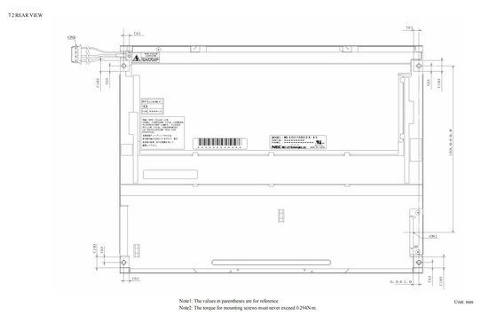 12.1''TFT LCD Modülü 1024*768 RGB NEC 600:1 LVDS Arayüzü Endüstriyel Ekran