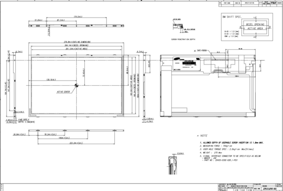 12.1' 'Endüstriyel TFT LCD 1280*800 RGB Samsung Monitor Ekranı LTN121AP05-302 Yüksek Kontrast