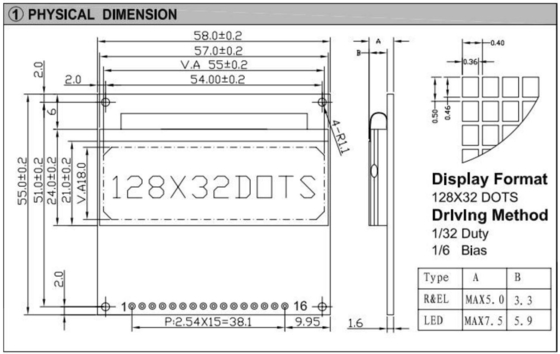 ST7921 Arkaplan Işığı ile 128*32 Grafik LCD Modülü 3.3V Tek renkli Özel Endüstriyel Ekran