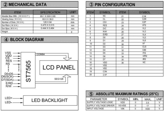 128 * 64 Grafik LCD Modülü FPC Arayüzü ST7565 3.3v Geniş Sıcaklıklı Endüstriyel Ekran