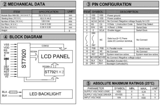 128*64 PCB St7920/St7921 FSTN Monochrome Endüstriyel Ekranla Grafik LCD Modülü
