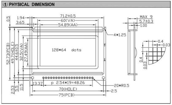 128*64 Grafik LCD Modülü Tek renkli STN Renk Seçenek ST7920/ST7921 Arkaplan Işıklı Endüstriyel Ekranla