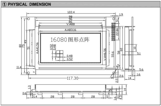160*80 Grafik LCD Modülü FSTN LC7981 5.25v Arka ışık geniş sıcaklıklı endüstriyel ekranla