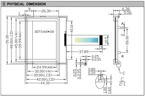 160x100 Grafik LCD Modülü Endüstriyel Kontrol Sistemleri için Mükemmel Ekran Çözümü