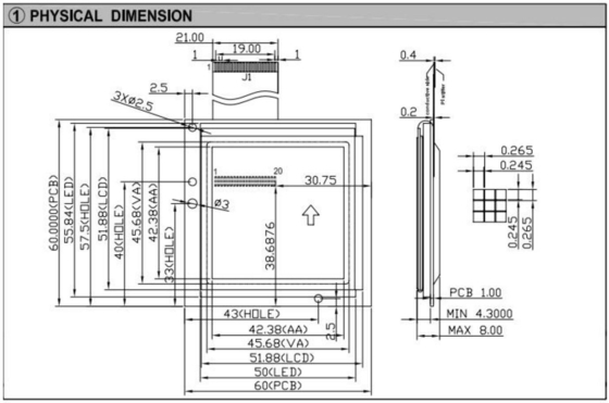 160*160 Karayolu Grafik FSTN RA8822 PCB Arka Işık Endüstriyel Ekran LCD Modülü ile 6H 12H
