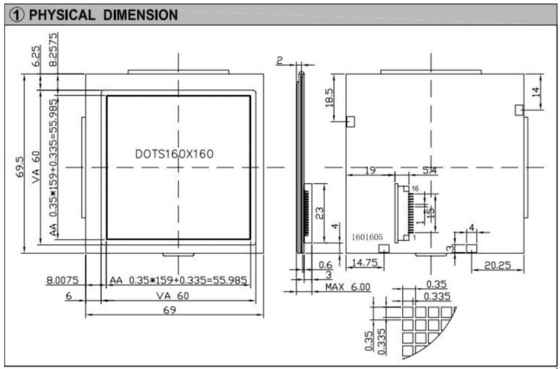 160*160 Grafik LCD Modülü FSTN 6H 12H NT7701 Arkaplan Işığıyla Geniş Sıcaklıklı PIN Bağlantısı Endüstriyel Ekran Özelleştir