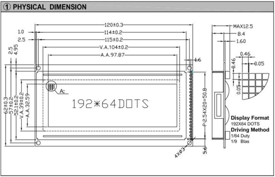 192*64 Grafik FSTN LCD Modülü AT0107 Arkaplan Işıklı Geniş Sıcaklıklı Endüstriyel Ekran