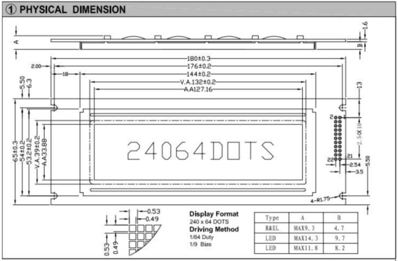 240*64 Grafik STN LCD Modülü T6963C 20 PIN Geniş Sıcaklıklı Endüstriyel Ekran