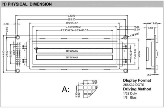 256*32 Büyük Boyutlu Grafik LCD Modülü ST7920/ST7921 20 Pin Endüstriyel Ekran