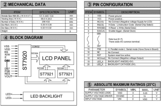 256*32 Büyük Boyutlu Grafik LCD Modülü ST7920/ST7921 20 Pin Endüstriyel Ekran