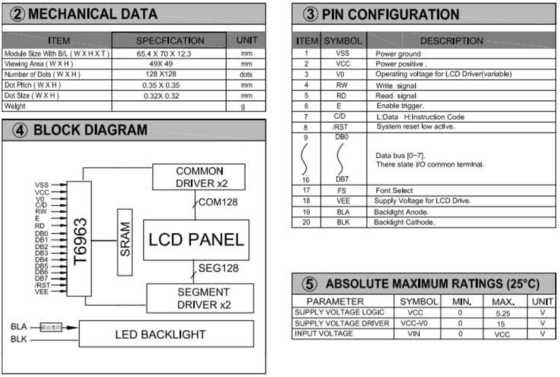 128*128 PCB Arkaplan Işıklı Grafik FSTN LCD Modülü T6963 Geniş Endüstriyel Ekran