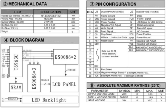 240*180 Arkaplan Işıklı Geniş Sıcaklıklı Endüstriyel Ekranlı Grafik FSTN LCD Modülü