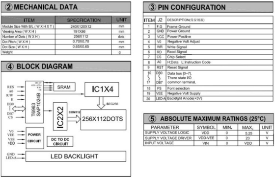 256*112 Grafik LCD Modülü 12H STN Mavi Geniş Sıcaklık Endüstriyel Ekran