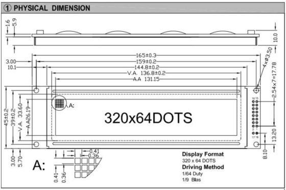 320*64 Stn Grafik LCD Modülü Büyük Boyutlu LC7981 Arkaplan Işıklı Endüstriyel Ekran