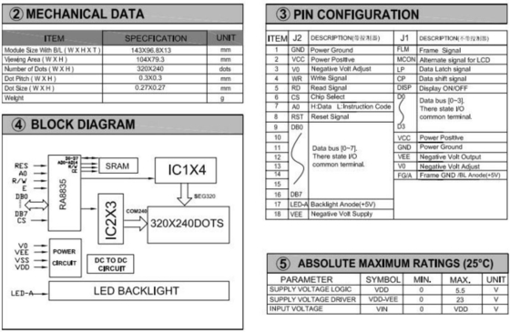 320*240 FSTN Grafik LCD Modülü RA8835 6H Geniş Sıcaklıklı Endüstriyel Ekran