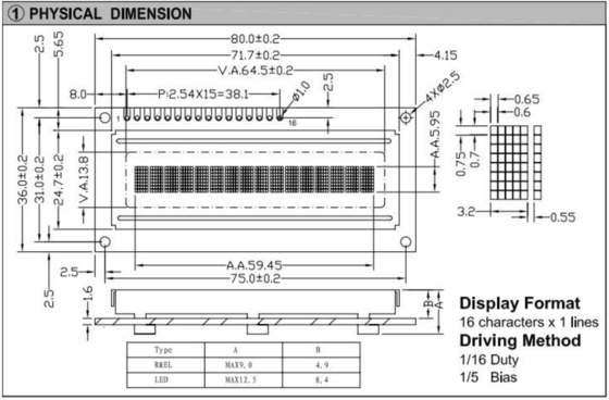 16*1 1601 STN Karakter LCD Modülü ST7066 Arkaplan Işıklı Endüstriyel Ekranla