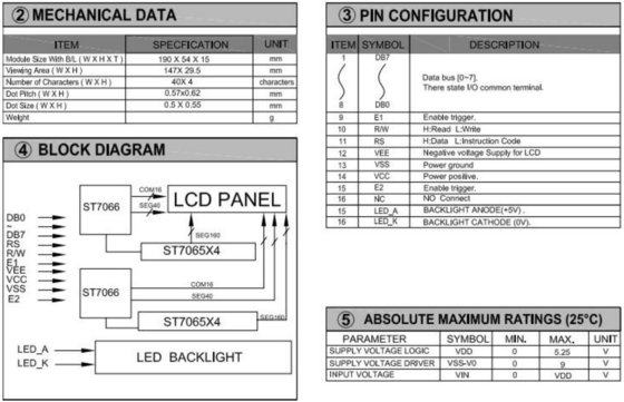 40 * 4 Karakter LCD Modülü Arkaplan Işıklı Büyük Boyutlu Geniş Sıcaklıklı Endüstriyel Ekran