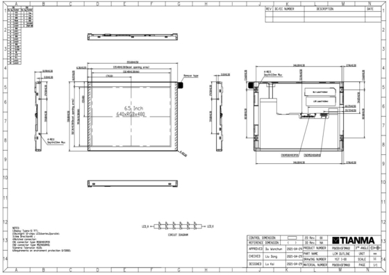 6.5''' VGA 640*RGB*480 LVDS arayüzü yüksek kontrastlı geniş sıcaklıklı LCD modülü