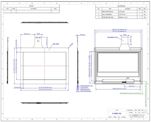 11.6'' 16:9 TFT CTP 1920*1080 dizüstü bilgisayar ve endüstriyel makine için LCD Modülü