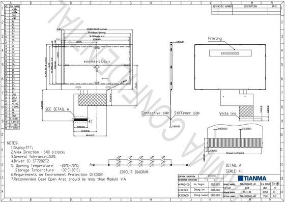 4.3'' 480*272 RGB TFT geniş sıcaklık ST282T2 yüksek kontrastlı LCD modülü